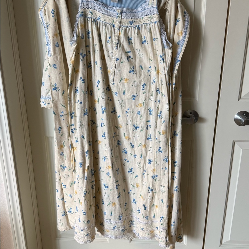Aria Floral Nightgown & Robe Set | Vintage Cottagecore Sleepwear | No Belt - Picture 3 of 7